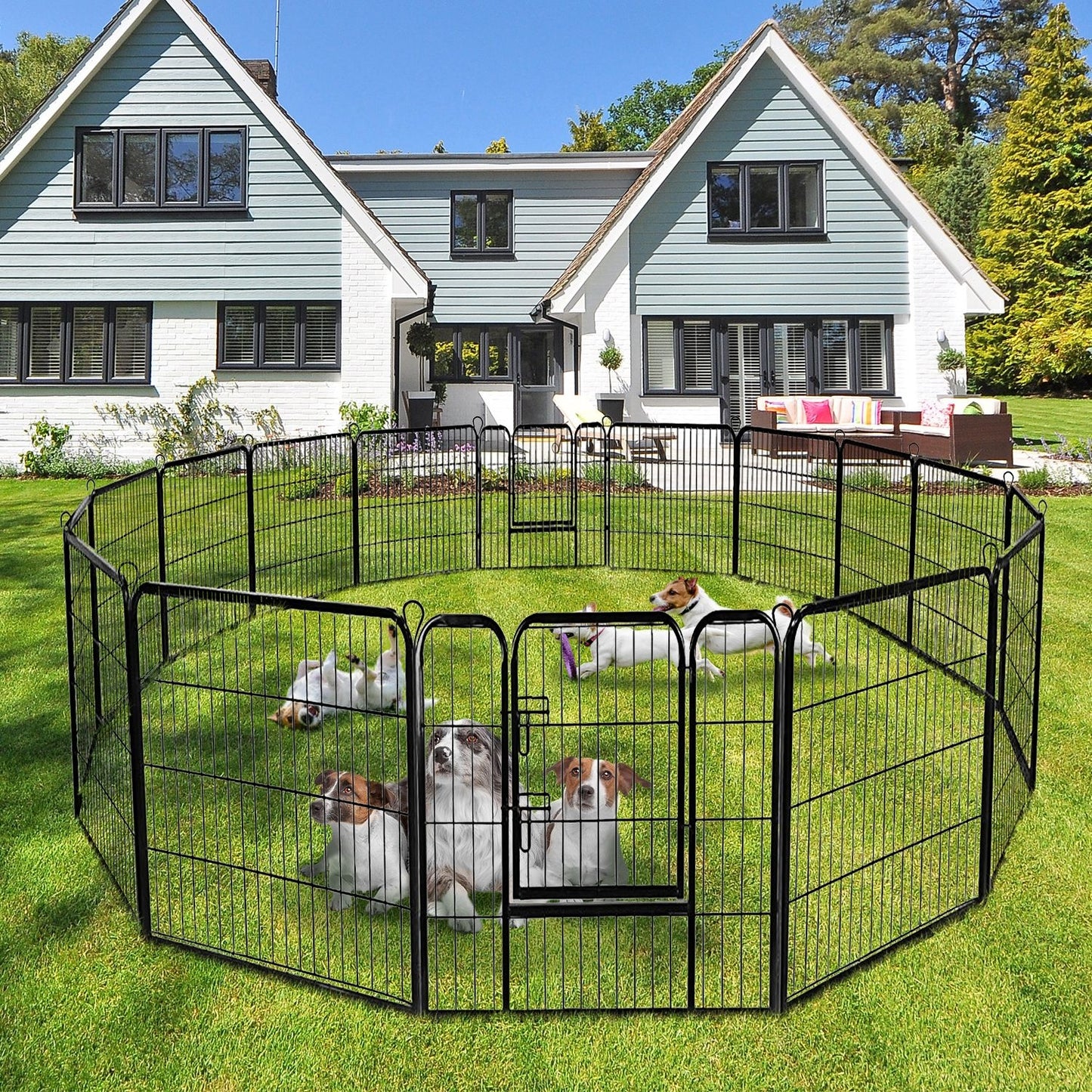 Coast 8-delige Opvouwbare Metalen Hondenren - Zwart - 212 x 212 x 100