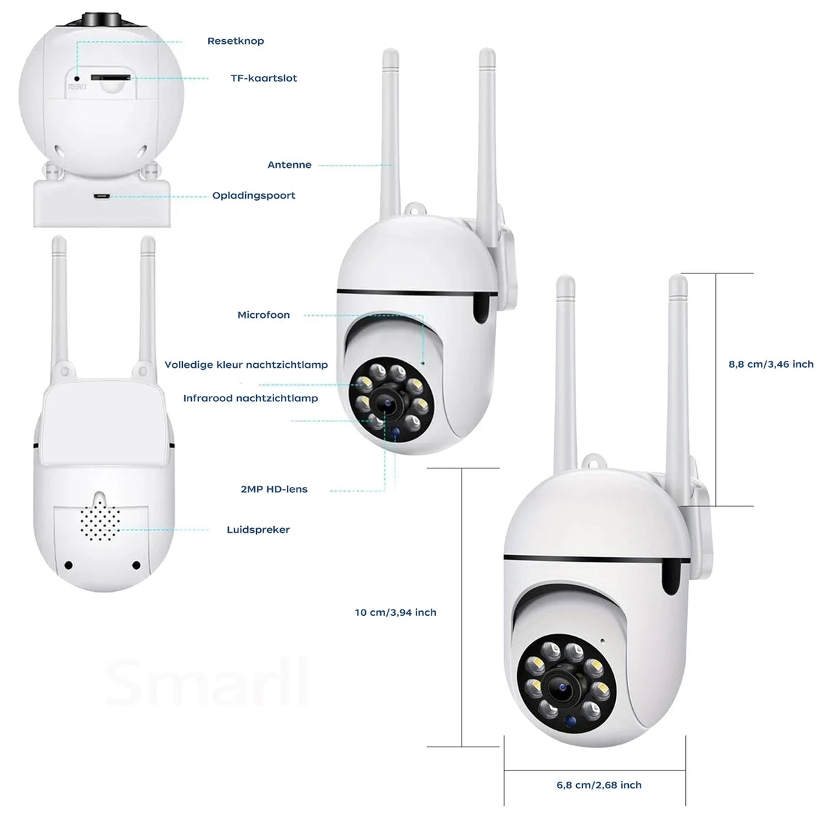 JOOAN A2R-U Buitencamera - 1080p - 2,4 GHz Wifi - Wit