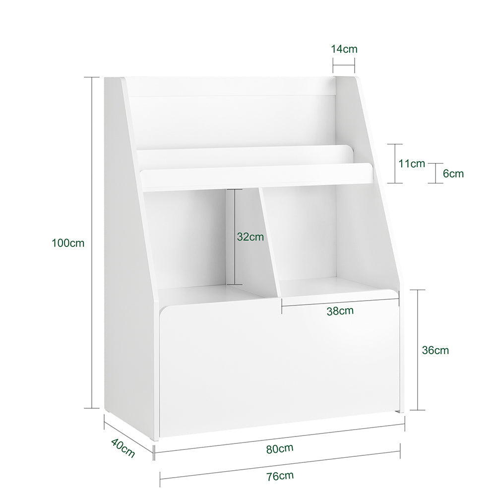 SoBuy Kinderboekenkast met opbergvakken - Max. 60 kg - 80 x 40 x 100 cm - Wit