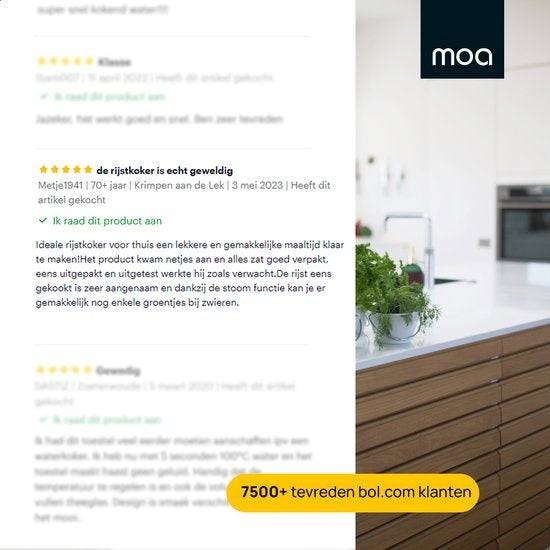 MOA Rijstkoker met Stomer 1,5 liter - RVS - RC18S