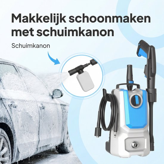Lugia Jet+ Hogedrukreiniger 1300W – 90 Bar – Compact & Krachtig – Inclusief Spuitpistool en Zeepfles – Voor Auto, Terras en Tuin