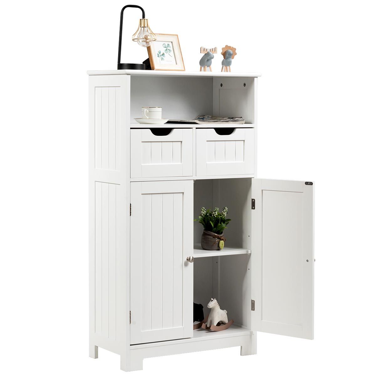 Coast Badkamerkast - met open plank - 2 deuren en 2 verstelbare lades - wit