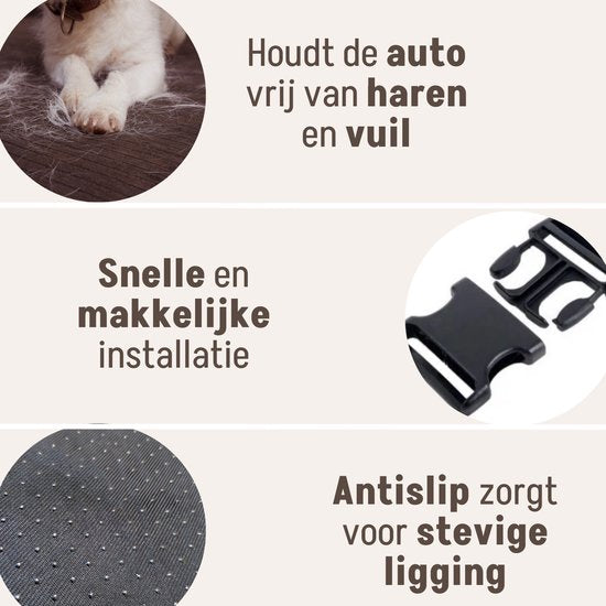 By Cee Cee Autostoel Hond Deluxe - Hondenmand Auto Met Veiligheidsriempje - Automand Hond - Hondenstoel - Autozitje - Beige - 120x60 - Maat L