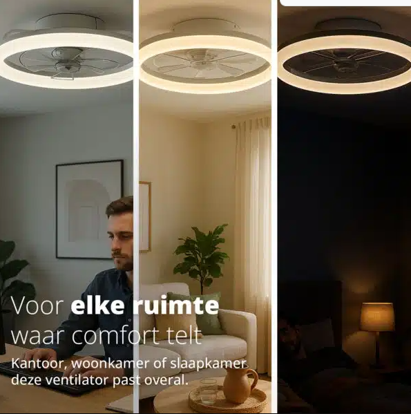 FlinQ AeroGlow - Smart Plafondventilator - Verlichting - Wit