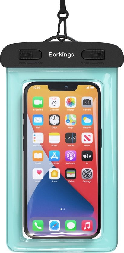 Waterdichte telefoonhoesjes - Drybag Set van 2 stuks - Onderwater Hoesje Telefoon voor Alle Telefoons - Waterdicht telefoonhoesje Earkings - Zwart & Blauw