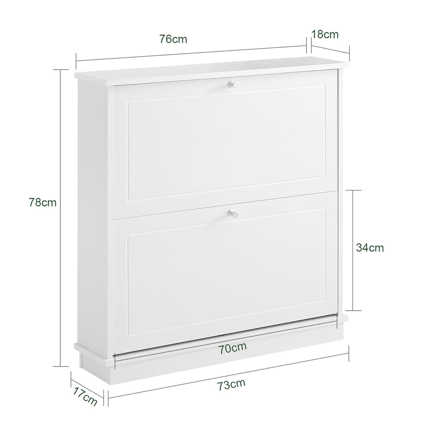 SoBuy Schoenenkast met 2 Lades - MDF - 76 x 18 x 78 cm - Wit