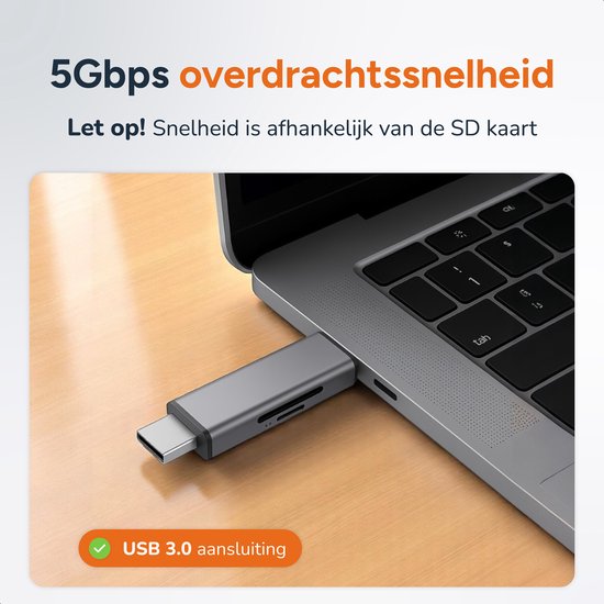 SD Kaart Lezer - Apple - USB-C en USB aansluiting - Micro SD Reader - Kaartlezer - Skoov