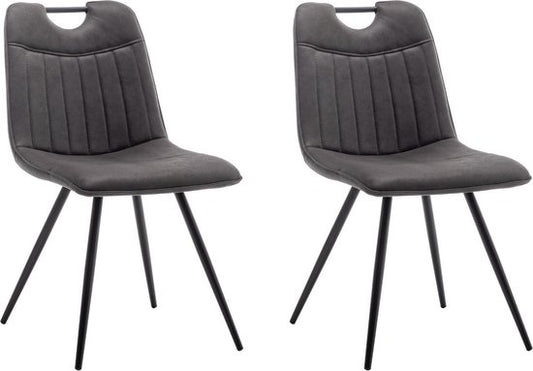 Furnihaus Eetkamerstoel Leon Microvezel Antraciet Set van 2