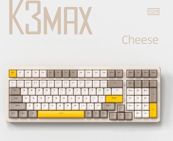 Fuegobird K3MAX Mechanisch Gaming Toetsenbord - 100keys - Gasket Mod - Rode Switch - QWERTY - Mechanical RGB Backlight Keyboard - Cheese