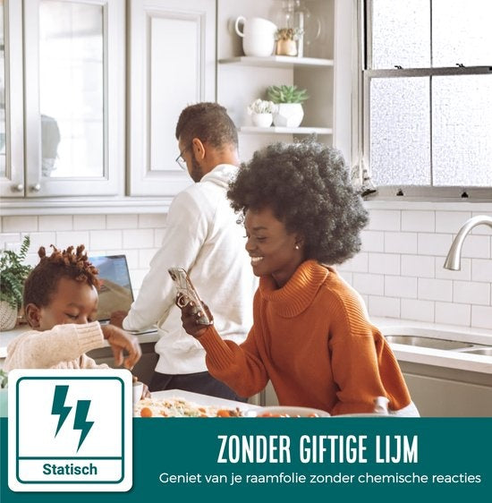 Homewell Raamfolie HR++ 70x300 - Isolerend & Zonwerend - Anti inkijk - Statisch - Linnenlook Grijs