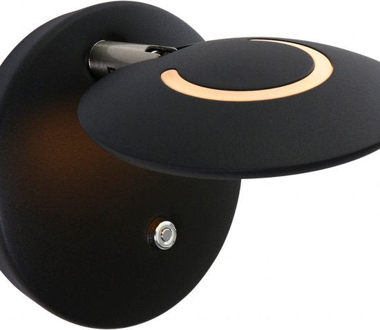 Steinhauer Zenith LED - Wandlamp Modern - Zwart - H:12cm - Ø:12cm - Universeel - Voor Binnen - Metaal - Wandlampen - Slaapkamer - Woonkamer
