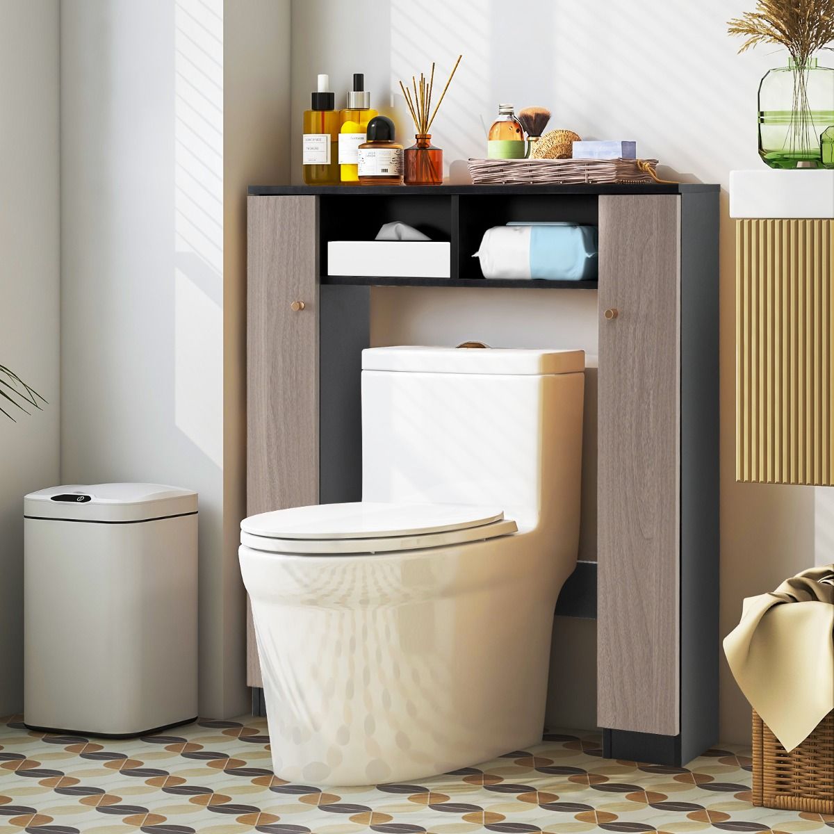 Coast Badkamerkast boven het toilet - dubbele deur - verstelbare planken - zwart