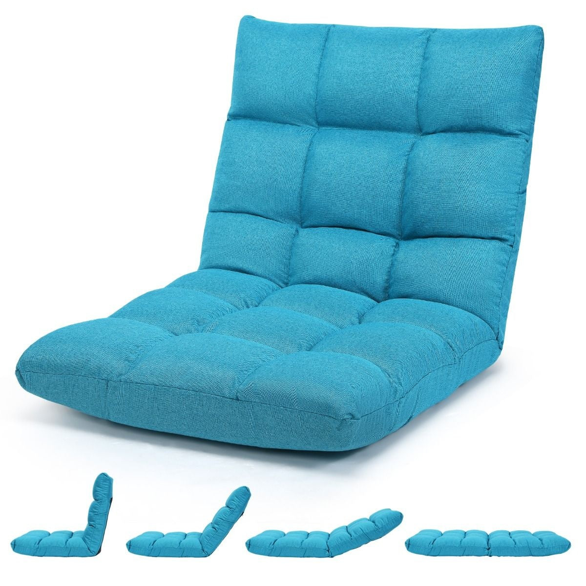 Coast vloerstoel met achterste dekstoel gemaakt van koraalkantoor 105 x 56 x 15 cm turquoise