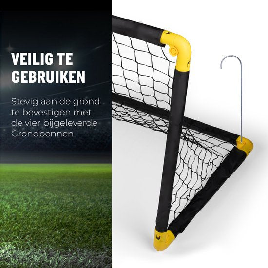 Umbro Voetbaldoel - Voetbalgoal 90 x 59 x 61 cm - Voetbal Goal Opvouwbaar - Makkelijk op te Bergen - Voetbal Training Doel voor Kinderen en Volwassenen - Kunststof - Zwart/ Geel