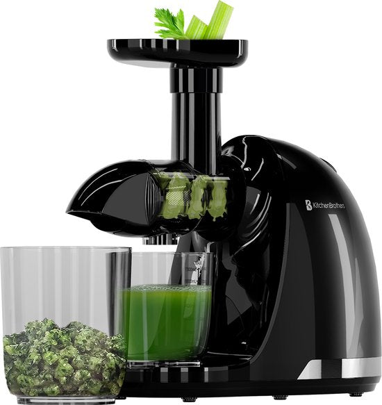 KitchenBrothers Slowjuicer - Juicer - Groenten en Fruitpers - 700ml - Met Pulpreservoir - Juice Maker - Zwart