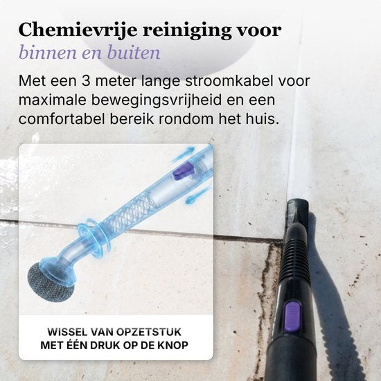 Motionflow 11-Delige Handstoomreiniger PRO - Krachtige 1000W 3,5 bar Stoomreiniger - Reinigingsmachine voor Badkamer, Bank en Vloer - Steam Cleaner Vlekkenreiniger - 3 Meter Stroomkabel