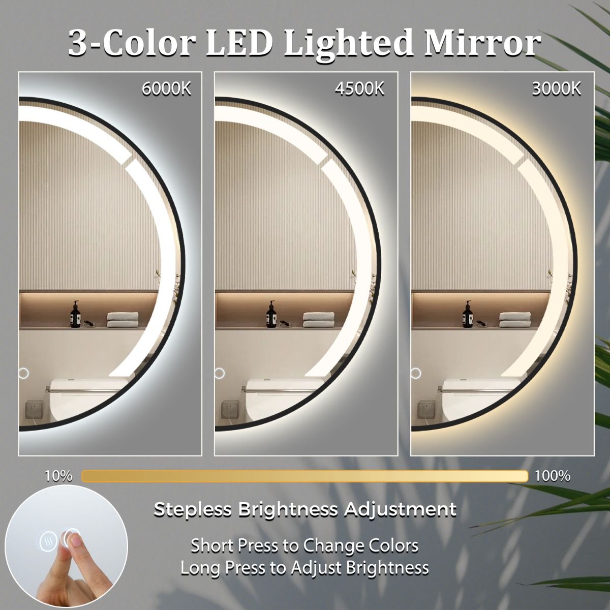Coast Ronde Badkamerspiegel - dimbare LED-verlichting - anticondensfunctie - zwart - 60cm