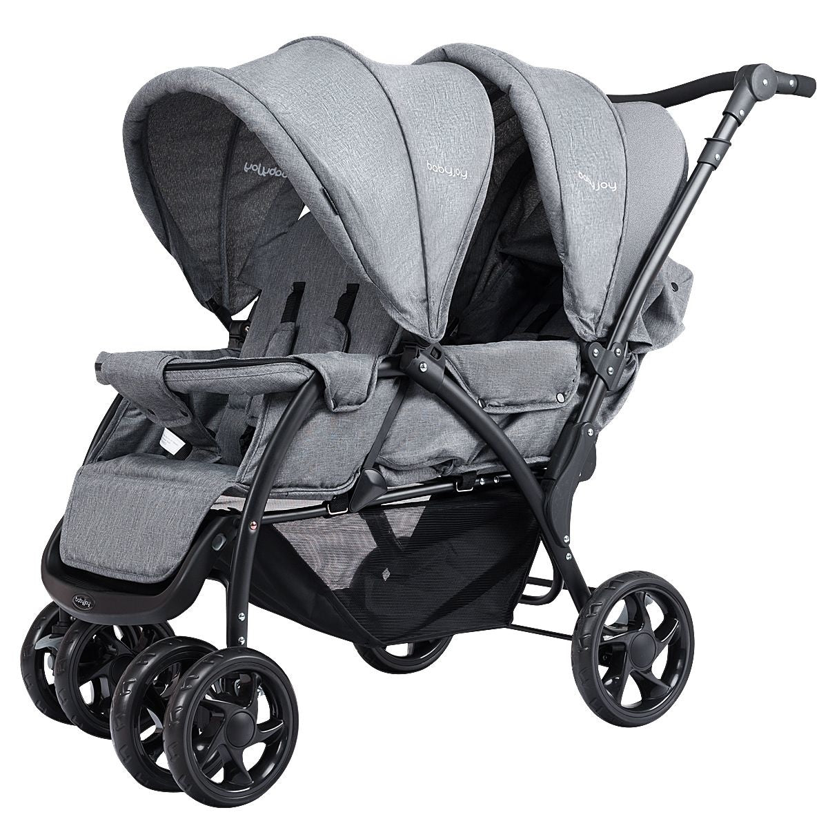 Coast Opvouwbare Tweeling Kinderwagen - Twin Buggy - voor 2 kinderen - Grijs