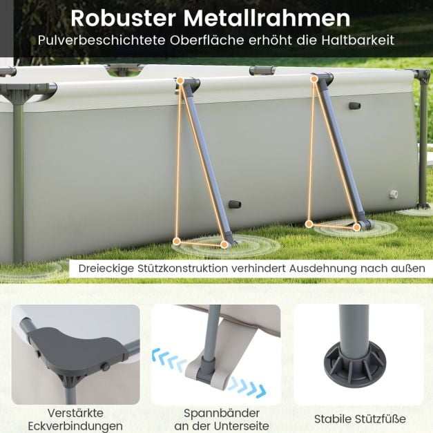 Coast Opzetzwembad met Filterpomp – Rechthoekig Zwembad 300 x 207 x 66 cm – Grijs