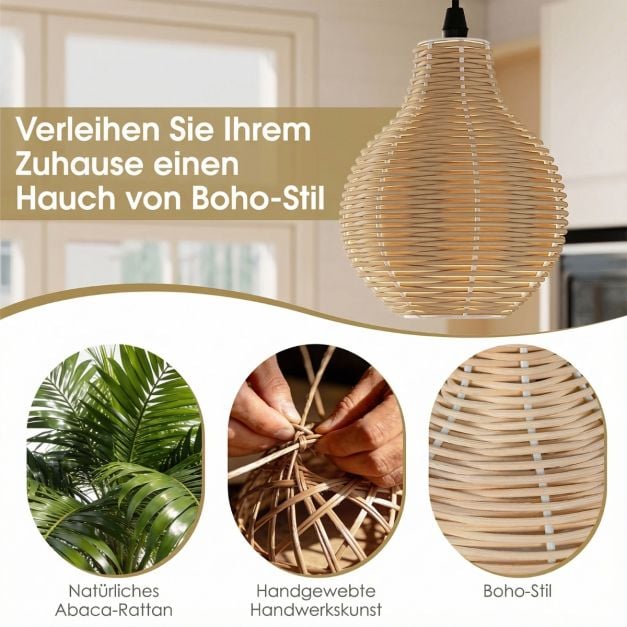 Coast 3-lichts Rotan Hanglamp – Verstelbaar 24-102 cm – Ø 30 cm – Zwart en Beige
