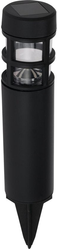 Pro Garden Solar tuinlampen / prikspots - 3x stuks - warm wit licht - 7 x 28 cm - tuinverlichting - tuinlampjes - zwart - kunststof