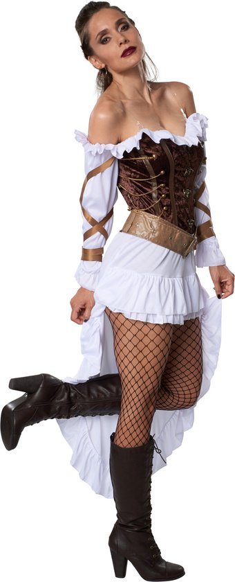 dressforfun - Woman-steampunk paleiswachtster S - verkleedkleding kostuum halloween verkleden feestkleding carnavalskleding carnaval feestkledij partykleding - 302315
