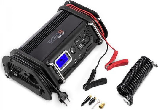Technaxx TX-193(4999) 10A Acculader met compressor - Lc display - LED verlichting - USB - Zwart