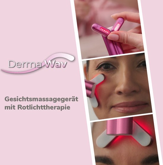 DermaWav 4-in-1 beauty-apparaat - professionele beautybehandeling - therapeutische warmte, rode led-therapie, microstroom en geluidstrillingen - frisse klik voor je huid