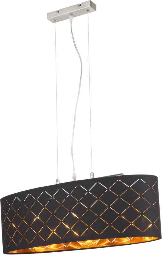 Globo - hanglamp - Gunther - zwart - metaal - grote eettafellamp - LED_E27 - 15229H2LMDS
