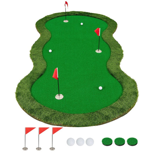 Coast Golf Puttingmat - 3 gaten - inclusief golfballen en vlaggen - 300 x 150 cm - groen