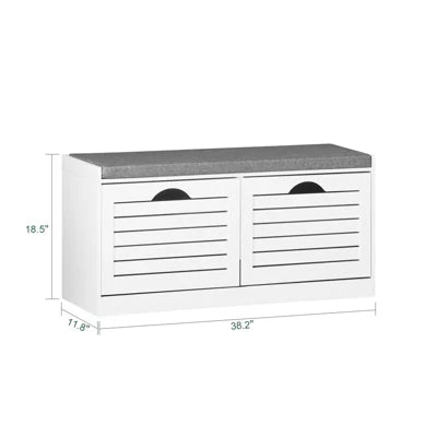 SoBuy Schoenenkast met Zitkussen - 2 Kleppen - 94 x 30 x 47 cm - Wit