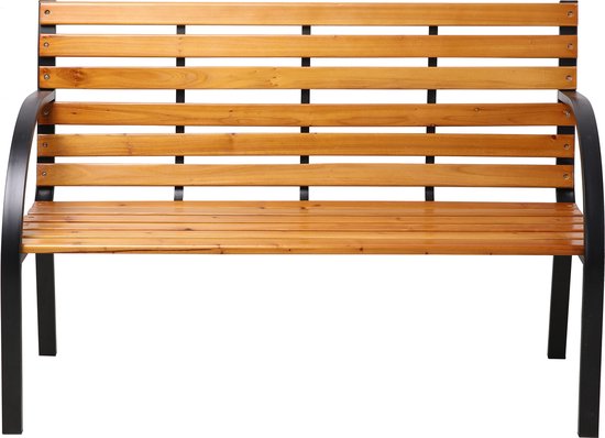 AXI Otis houten Tuinbank met matzwart stalen frame – Cederhout - 122x60x83 cm – Tweepersoonsbank voor buiten