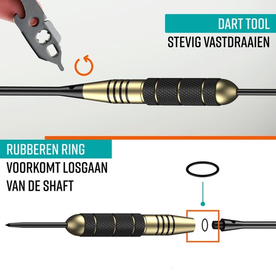 Napi Darts - 6 Dartpijlen (64-delig) - 23, 24, 25, 26 Gram Dartspijlen - 2 Sets Premium Brass Pijlen - Steeltip - Inclusief Dart Flights & Case