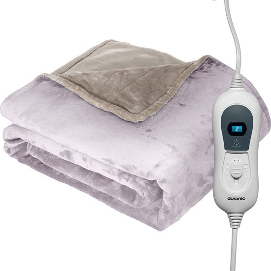 Auronic elektrische warmtedeken 1 persoons – 160 x 120 cm – 3 warmtestanden – timer 180 min – roze