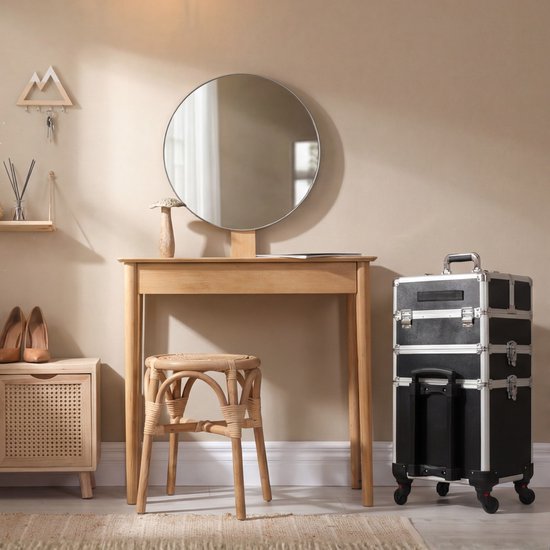 Travli Make Up Trolley - Make up koffer - Kapperskoffer - Beautycase - Cosmetica koffer - 106* 40* 31,5 cm - Zwart