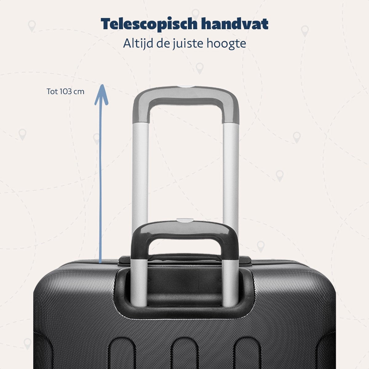 TRVLMORE Kofferset - 3 Delig - Complete Set - 38L Handbagage + 70L en 110L Ruimbagage - Zwart