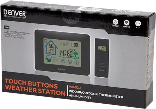 Denver WS-520 - Weerstation - Binnens -en Buitenshuis - Meet temperatuur - luchtvochtigheid - Zwart