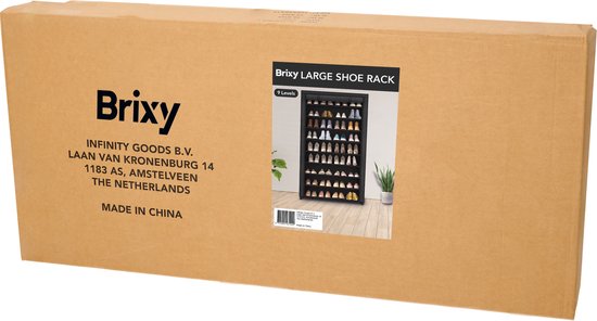 Brixy Schoenenrek XXL - 9-Laags Schoenenkast - Tot 54 Paar Schoenen - 160x100x28cm - Zwart