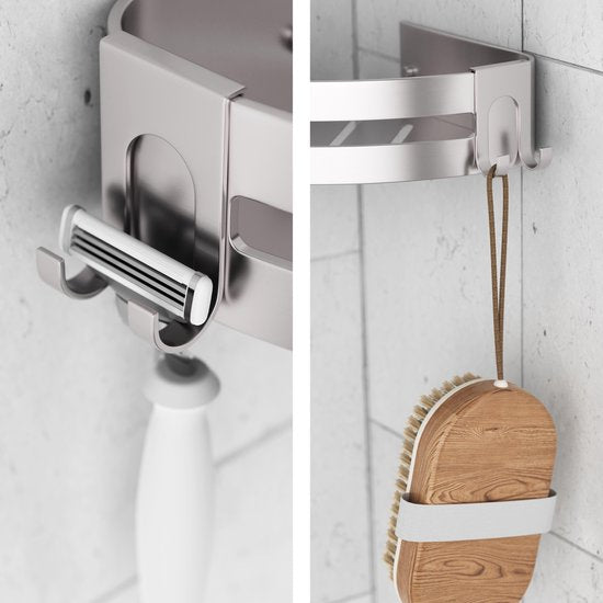 Sanicraft® - Doucherek - Doucherek zonder Boren - Geschikt voor elk type Muur - Doucherek Hangend - Doucherekje Hoek - Doucherekje - Doucheplank - Roestvrij - 2 Stuks