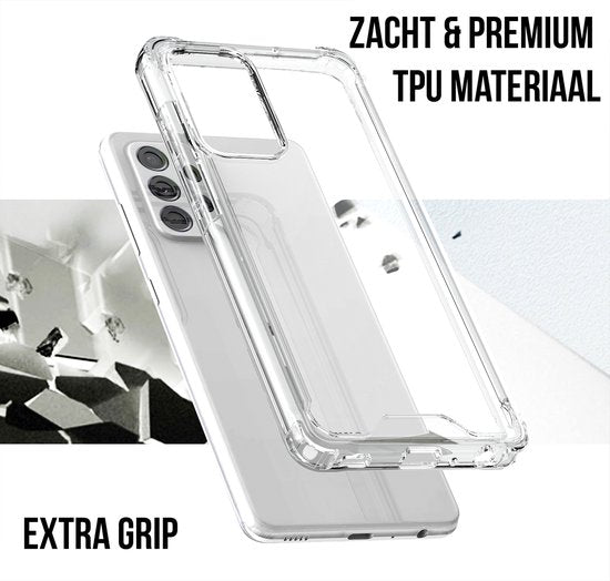 Podec Hoesje geschikt voor Samsung Galaxy A52 Doorzichtig Telefoonhoesje - Anti-Shock Case Cover met 1x Screenprotector