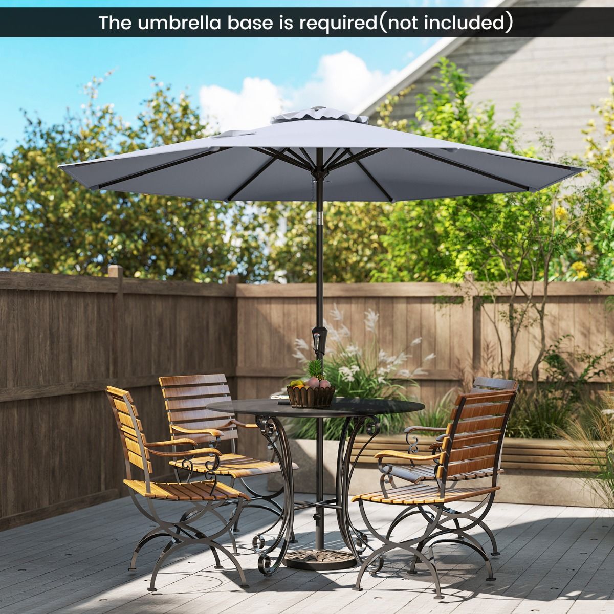 Coast Terrasparasol 270 cm Grijs – Kantelbaar Marktscherm met Zwengel en Geventileerd Dak