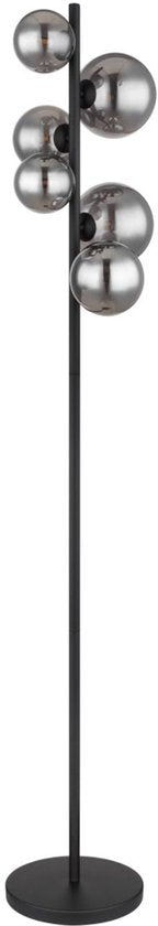 Vloerlamp RIHA Glas 155.0cm Mat zwart | Smoked G9 6-Lichts