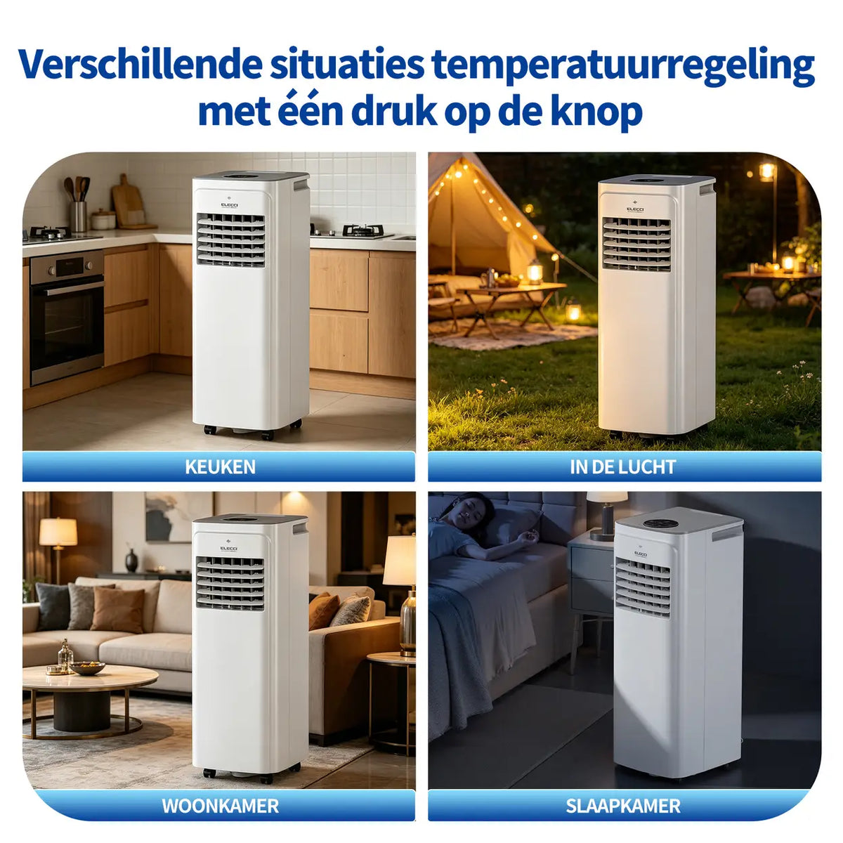 ELECCI mobiele airconditioner 9000 BTU met afstandsbediening en timer