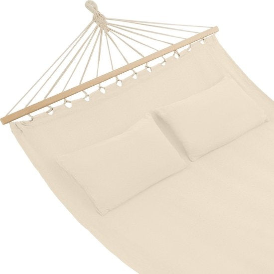 Tectake 2 persoons hangmat Eden berkenhout stokken Beige