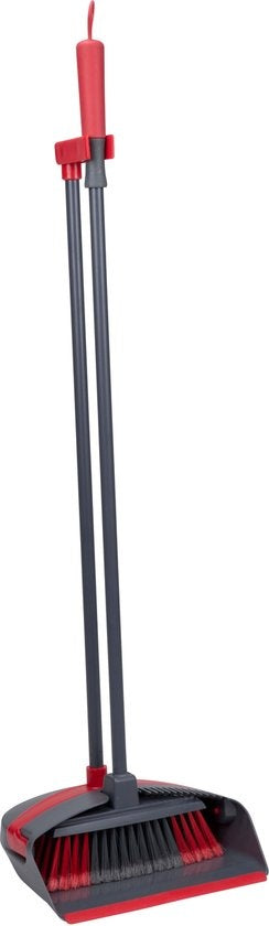 Dirt Devil Stoffer en Blik met Lange Steel - Stoffer & Blik Set - Schoonmaaktanden - Zachte Grip - Grijs / Rood