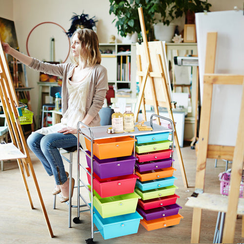 Coast -trolleys met 15 stapelbare laden Rolledcontainer Zijkant Auto gekleurd/geel 62,5 x 37 x 87 cm gekleurd