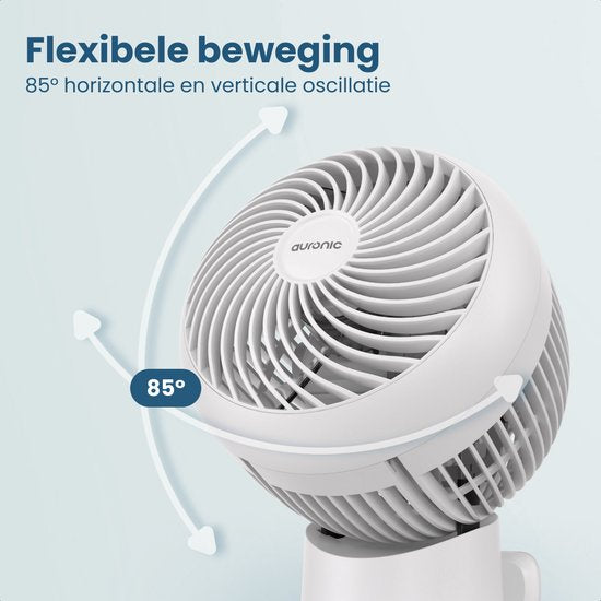 Auronic Tafelventilator - Kleine Ventilator - Met Afstandsbediening en Timer - Automatische Oscillatie 85° - 9 Meter Luchtstroom - Wit