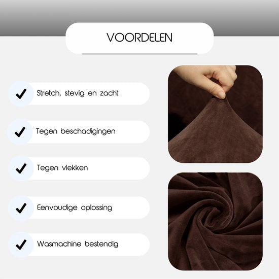 Hilvard - Bankhoes 3 zitsbanken - (185 - 230 cm) - Donkerbruin - Velvet - Bankbeschermer - Meubelhoes - Tegen beschadigingen en vlekken - Zetelhoes - Zetelovertrek