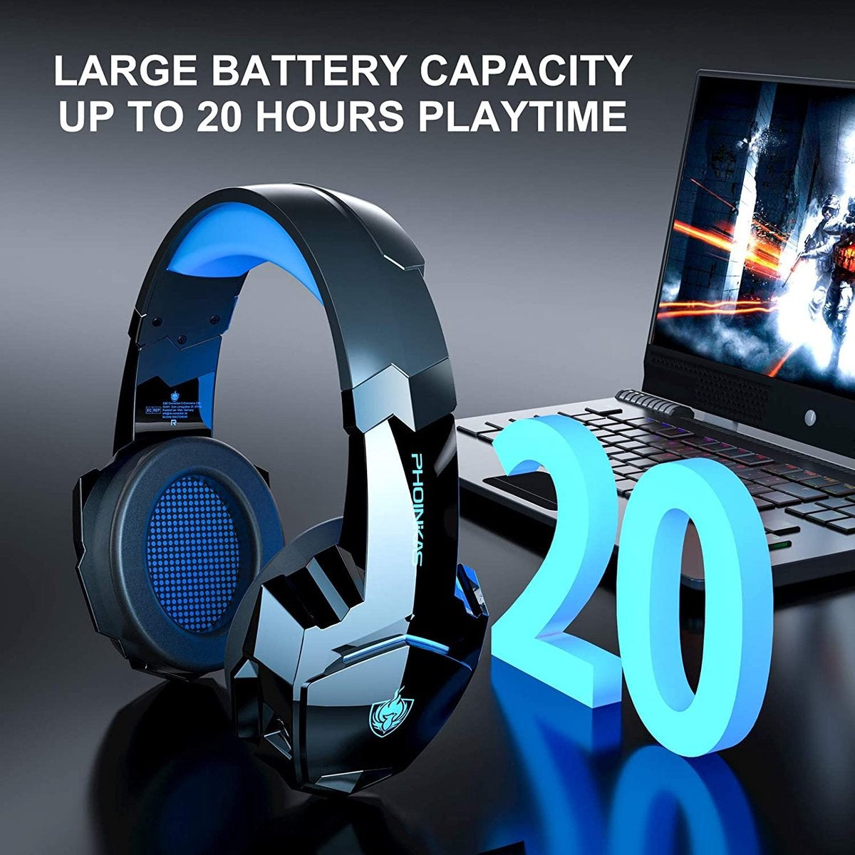 PHOINIKAS G9000 Max 2.4GHz PS4 Draadloze Gaming Headset - met microfoon - Over-ear PS5 Koptelefoon - Multiplatform - Zwart