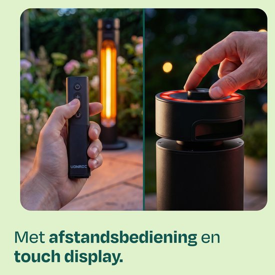 VONROC Staande Terrasverwarmer Panarea 2000W – Patio heater - Golden Carbon infrarood verwarmingselement – zwenkfunctie - Incl. afstandsbediening